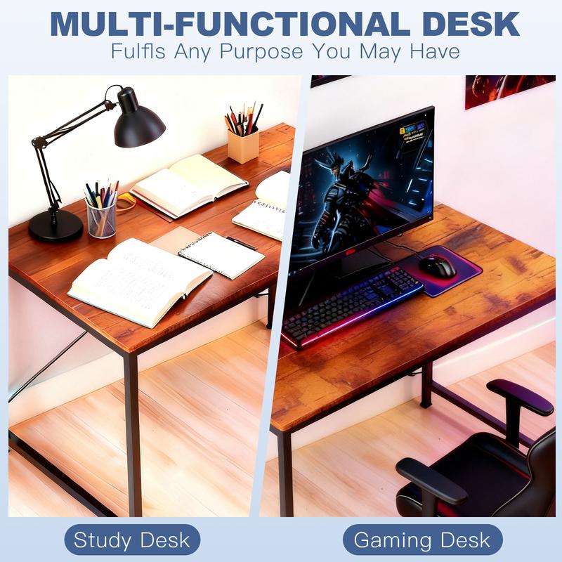 81cm Modern Home Office Desk - Rustic Brown Compact Writing Computer Table for Bedroom, Study & Small Spaces