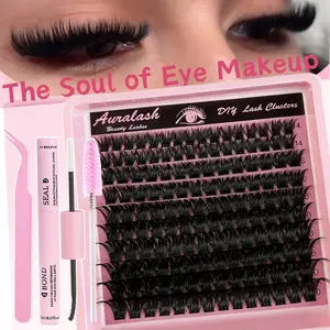 120D D-Curl Full Set False Eyelashes 12-20mm Fluffy Thick Volume Lashes, Super Dense Wispy Russian Volume Lash Clusters, Reusable Soft Faux Mink Individual Lashes, DIY Lash Extension Kit for Beginners, Dramatic Full Fluffy Eye Makeup, Long Lasting