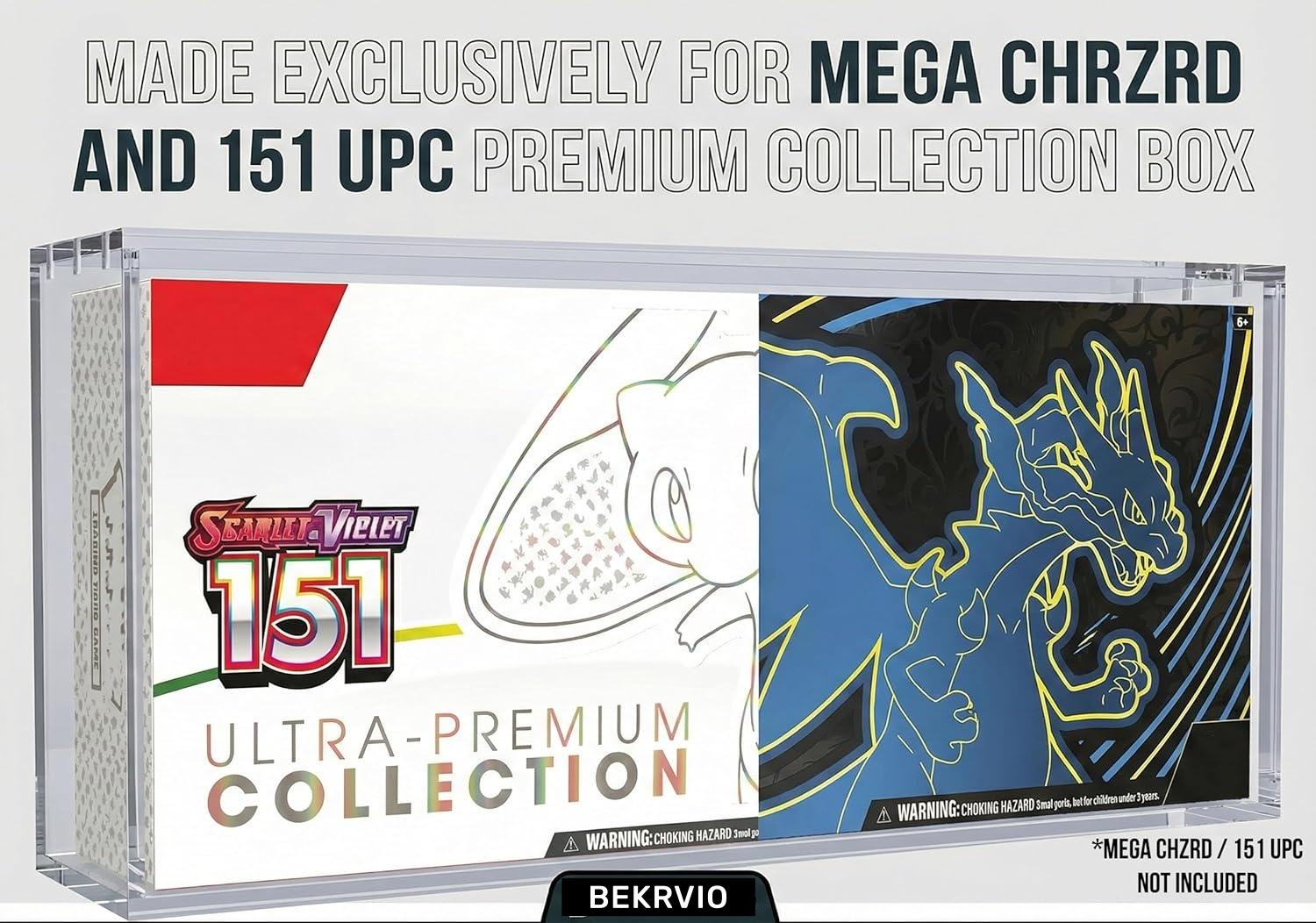 Acrylic Acrylic Display Case with Sliding Lid for PKMN 151 UPC Mega Charizard ex UPC Storage Booster Box Trading Anime Graded Cards , 6MM Thick Magnetic Lid Protector Holder Stackable Acrylic Acrylic Display Case with Sliding Lid for PKMN 151 UPC Mega Charizard ex UPC Storage Booster Box Trading Anime Graded Cards , 6MM Thick Magnetic Lid Protector Holder Stackable