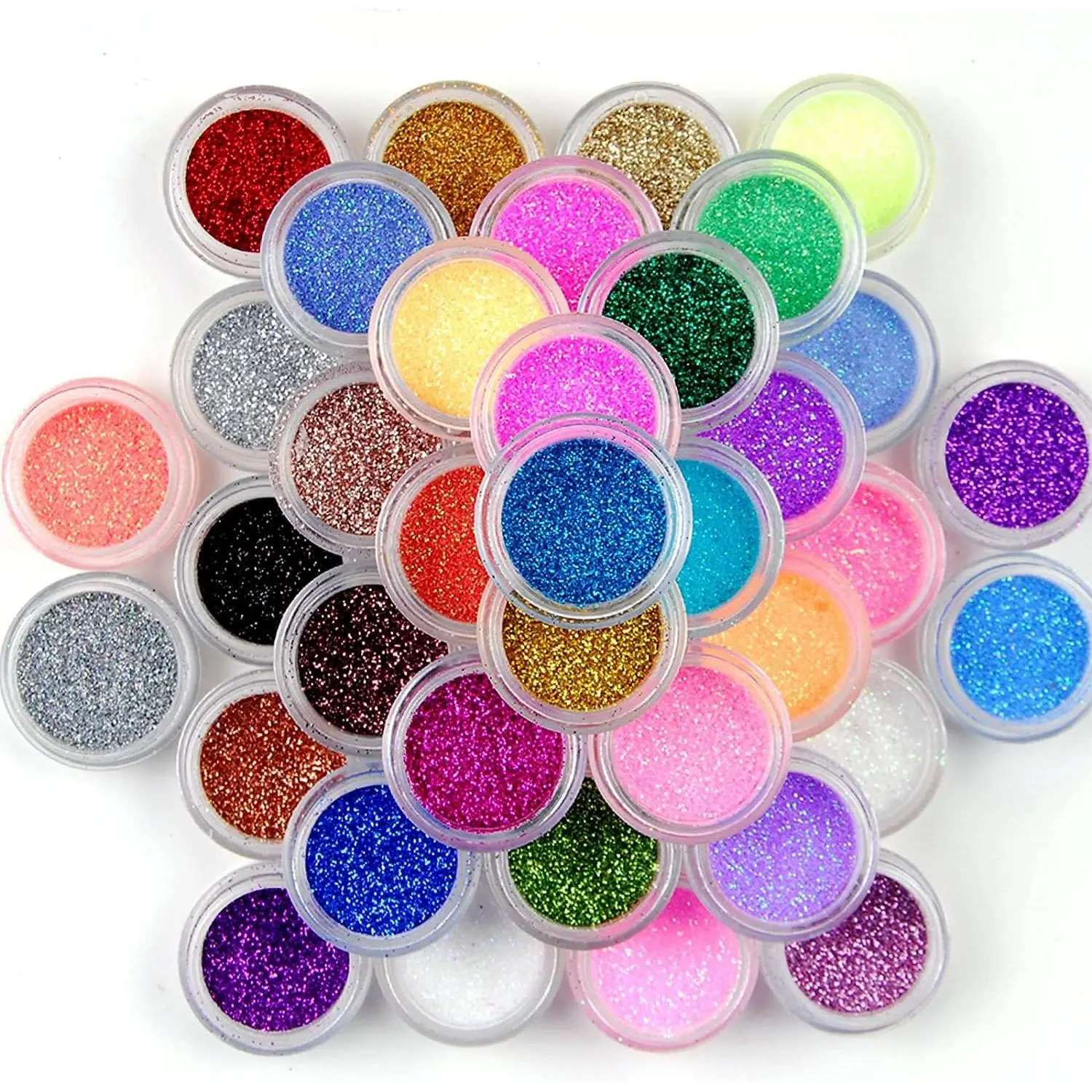 45-Color Glitter Pigment Powder Set, Long Lasting Loose Powder for Eyeshadow and Nail Art Makeup, Long Lasting Makeup, Cruelty Free, Glitter Finish, 45 Colors, Bold Pigments, High Pigment Density, Multi-Pack