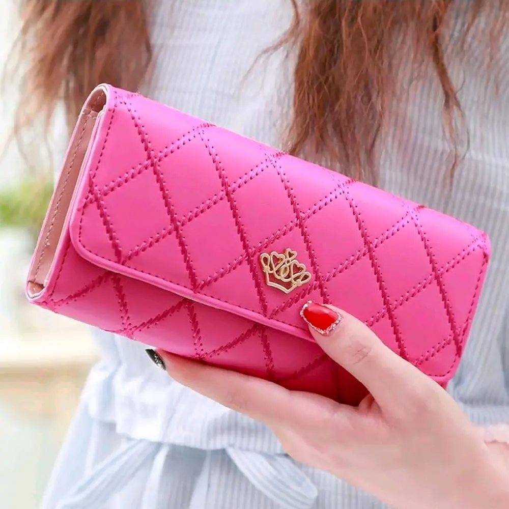 Women's Elegant Quilted Long PU Leather Wallet - Chic, Casual Clutch with Magnetic Closure, Card Slots, Cash Organizer, Anti-Fading Performance, Reinventing Glamour