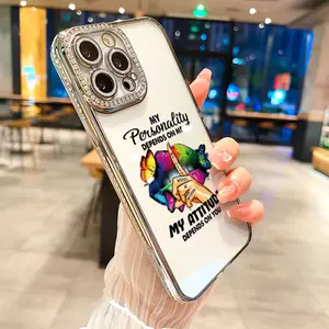 MY ATTITUDE LIPS luxury rhinestone decor phone case for iPhone 17 17air 17 pro 17promax 16 15 14 13 12 11 plus pro Max shockproof camera protector full protective cover