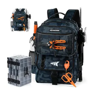 BaitSpace Fishing Tackle Backpack with Removable Bait Binder,2 Rod Holders Storage Fishing Gear and Equipment