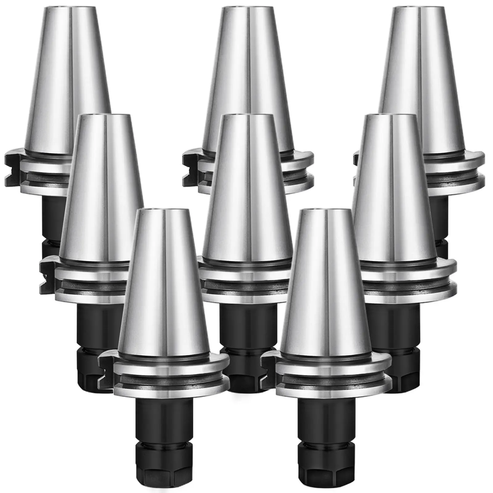 VEVOR 8-Piece 2.76" CAT40-ER16 Collet Chuck Tool Holder Set, CNC-Tested Industrial Kit with Drill Press Tool Accessories & Pull Stud Handle, 8000rpm, ±0.0002" Accuracy, Stable Performance for CNC Machining, Ideal Father's Day Gift, Accuracy ±0.0002"