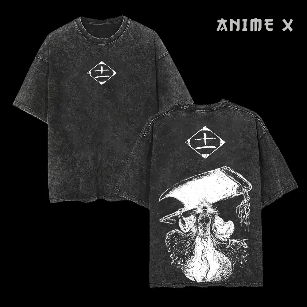 Retro Heavy Limited Kenpachi Zaraki Squads 11 Bleach Anime Double Printed Vintage Oversized Washed Tee Unisex Oversize Anime Manga Washed Heavyweight Cotton T-shirt, Gift For Anime Fan, Anime Lover