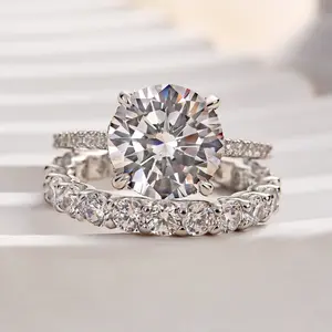 Effinny Women's 4.0ct Round Cut 5A Cubic Zirconia Wedding Ring Set - Matching, Couple, Solitaire, Stackable Options for Bridal, Anniversary Use, Matching Rings, Couple Rings
