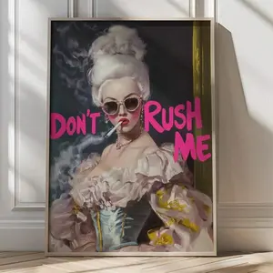 1pc Unframed, Don't Rush Me Painting Bold Pop Art Print Maximalist Home Decor Humorous Wall Art Vintage-Inspired Statement Eclectic Home Gift For Her