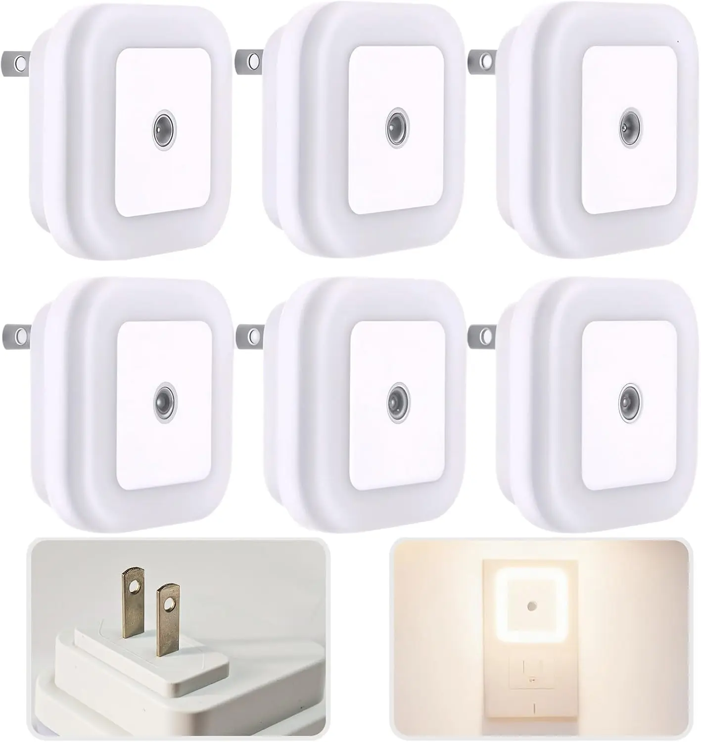 6 Pack LED Night Light Plug Into Wall,0.5W Plug-in Motion Sensor Night Light,for Modern Farmhouse Decor Deals,Home Decor,Cozy Home Decor,Kids,Bedroom, Bathroom, Kitchen