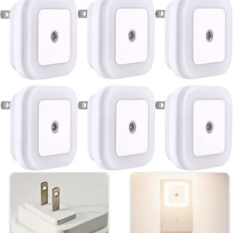 6-Pack Plug-In Motion Sensor 0.5W Power LED Lights - Ambient, Plug-In, Decorative Accessories for Modern Farmhouse Home Decor, Bedrooms, Ambient Night Lights