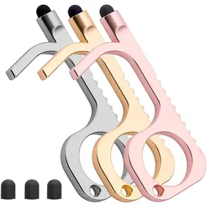 3 Pack Multifunctional No-Touch Door Opener| Stylus + Button Pusher Keychain|  Gold/Silver/Rose✨ Plastic Makeup  with Drawers shoe collapsible closet Large Capacity Acrylic Cosmetic  portable capacity pill  space-saving organizer home jewelry