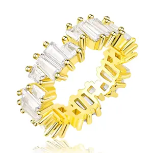 Fashion Eternity Ring Band For Women Daily Wear Irregularity Tiny Emerald Cut CZ Birthstone Widding Engagement Party Gift Ring Valentine's Day Gift Charm Jewelry Accessories