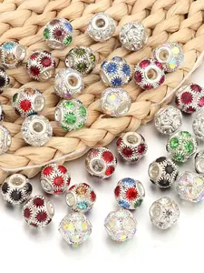 20/50/100pcs 12mm Sparkling Rhinestone Inlaid Large Hole Copper Spacer Beads, European Style Charm Beads Different Colors for DIY Jewelry Making, Perfect for Creating Unique Bracelets and Necklaces Fits Snake Chain