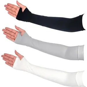 3 Pairs Cooling Arm Sleeves with Thumb Hole UPF 50+ Sun Protection for Women & Men Breathable Compression Sleeves for Sports Cycling Workouts & Driving 90% Nylon 10% Spandex Black White Gray