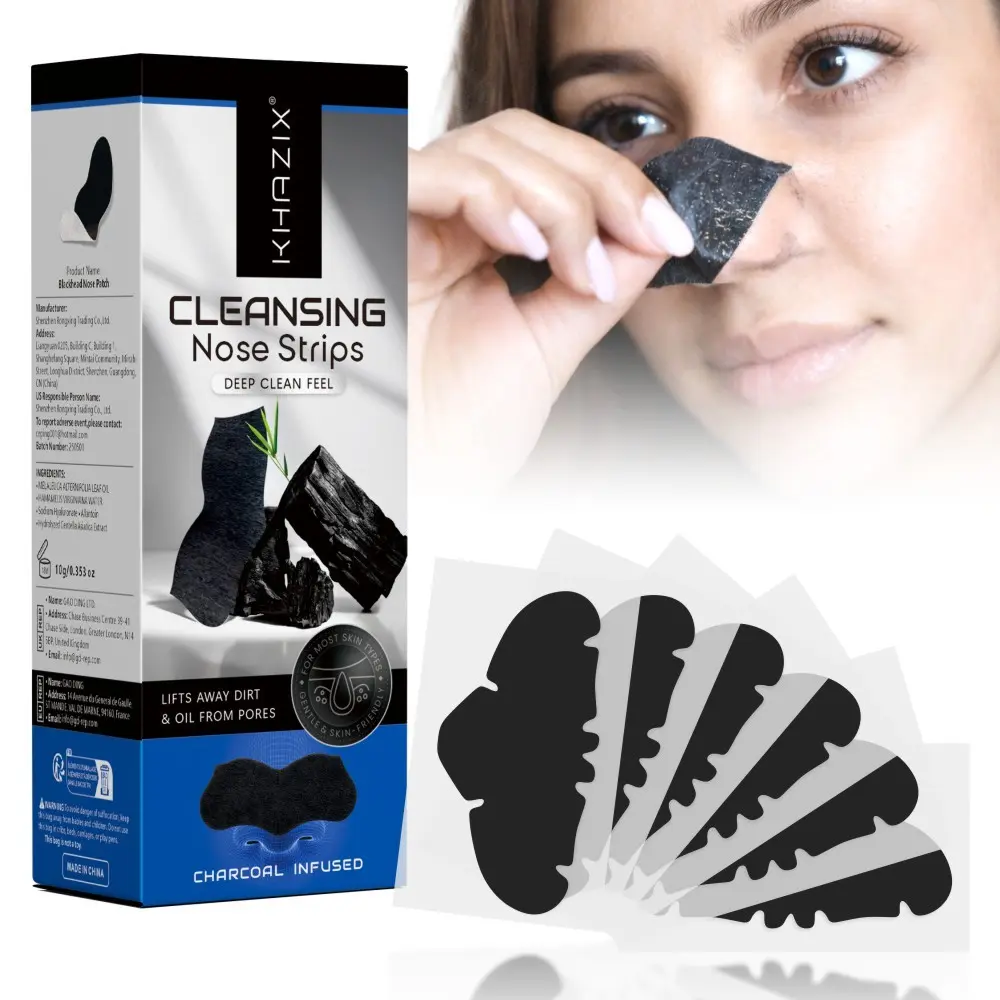 Natural Charcoal Nose Strips, Nose Patches for Gentle Deep Cleansing, Removing Blackheads & Acne, Bamboo Charcoal Pore Cleanse Without Irritation, Clear, Nasal Cleansing Product