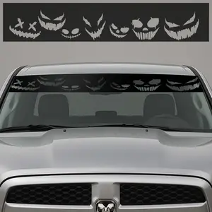 Die-Cut Sinister Smile Halloween Banner Visor 12"x64" Car Sticker