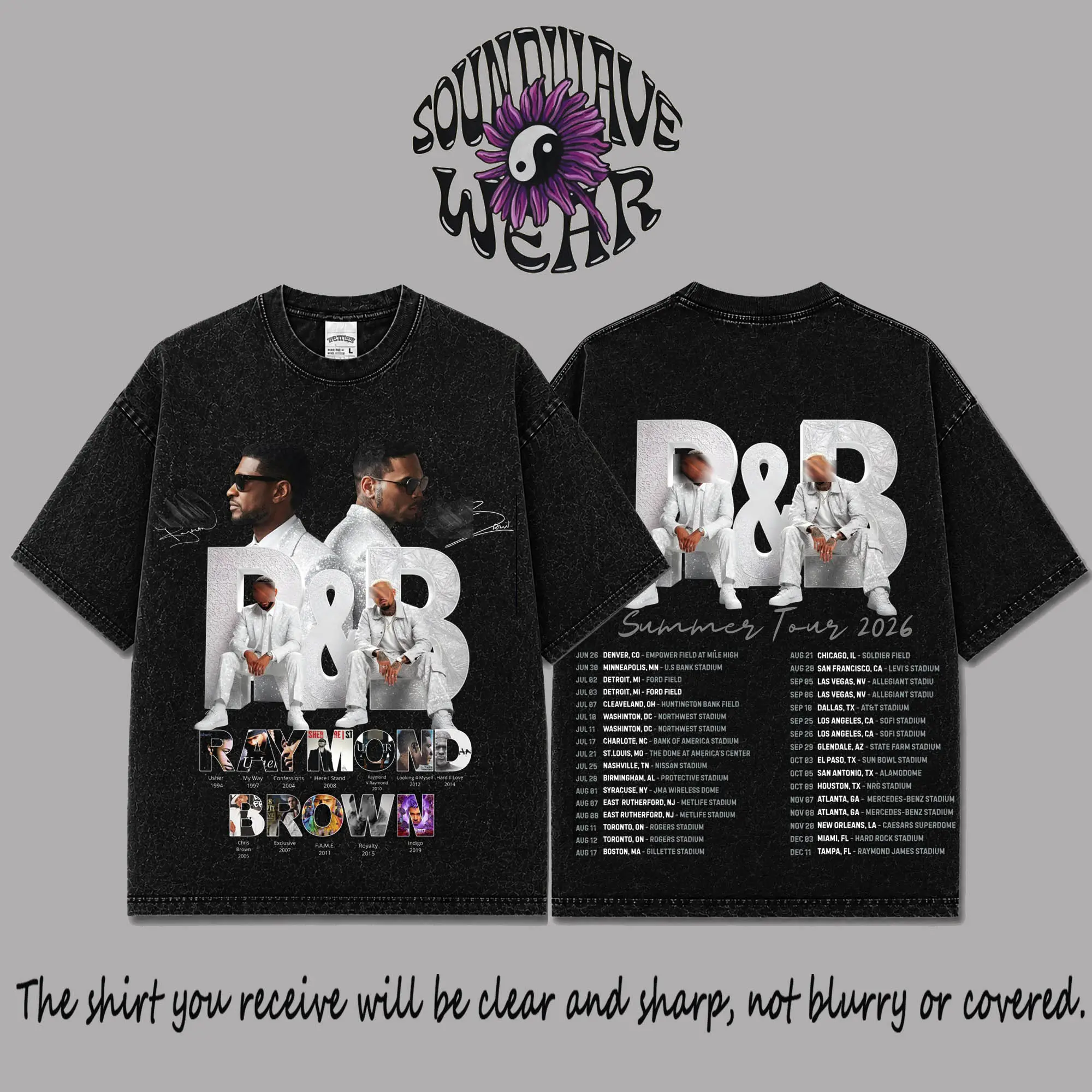 [SWW] The R&B Tour 2026: Raymond & Brown #20 Premium Acid Washed 100% T-Shirt, R&B Music Duo Graphic Tee, Urban Hip Hop Soul Streetwear Shirt, Concert Tour Merch, Gift for R&B Fans, Vintage Music Te