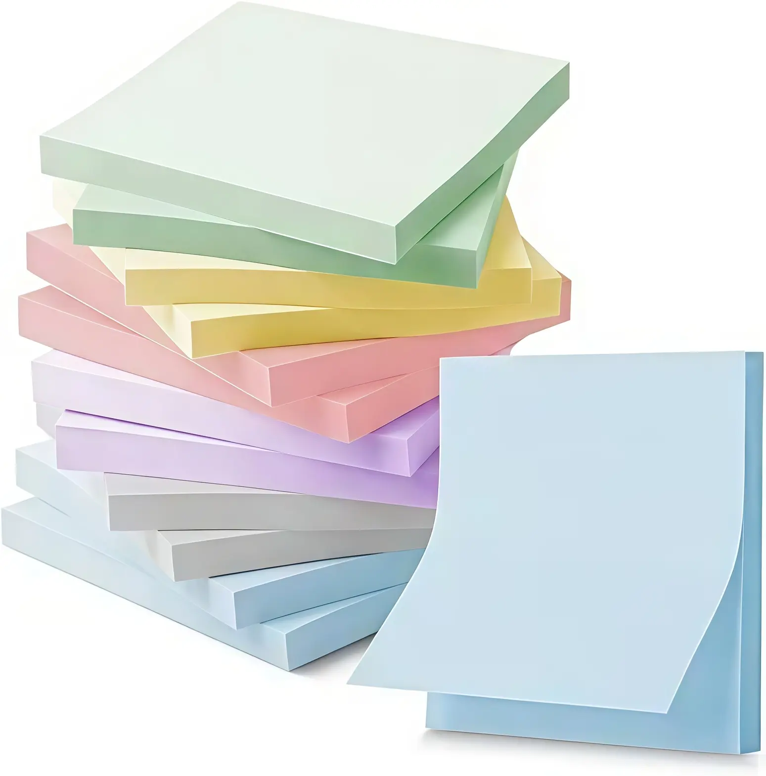 200pcs random color macaron colored sticky notes, large capacity square self-adhesive note paper, student error marking, office memo, high aesthetic value, solid color message stickers, multi-color sticky note set, beautiful office stationery