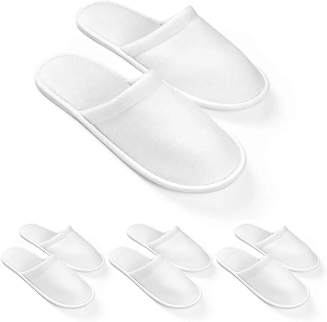Disposable Slippers For Guests, Bulk White Slipper Pack For Hotel, Spa, Travel, Shoeless Home, Fits up to Adult
