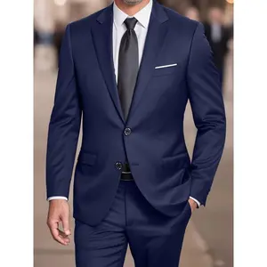 2pcs Men's Fashion Set Jacket Suit and Trousers Elegant Business Casual Banquet Party