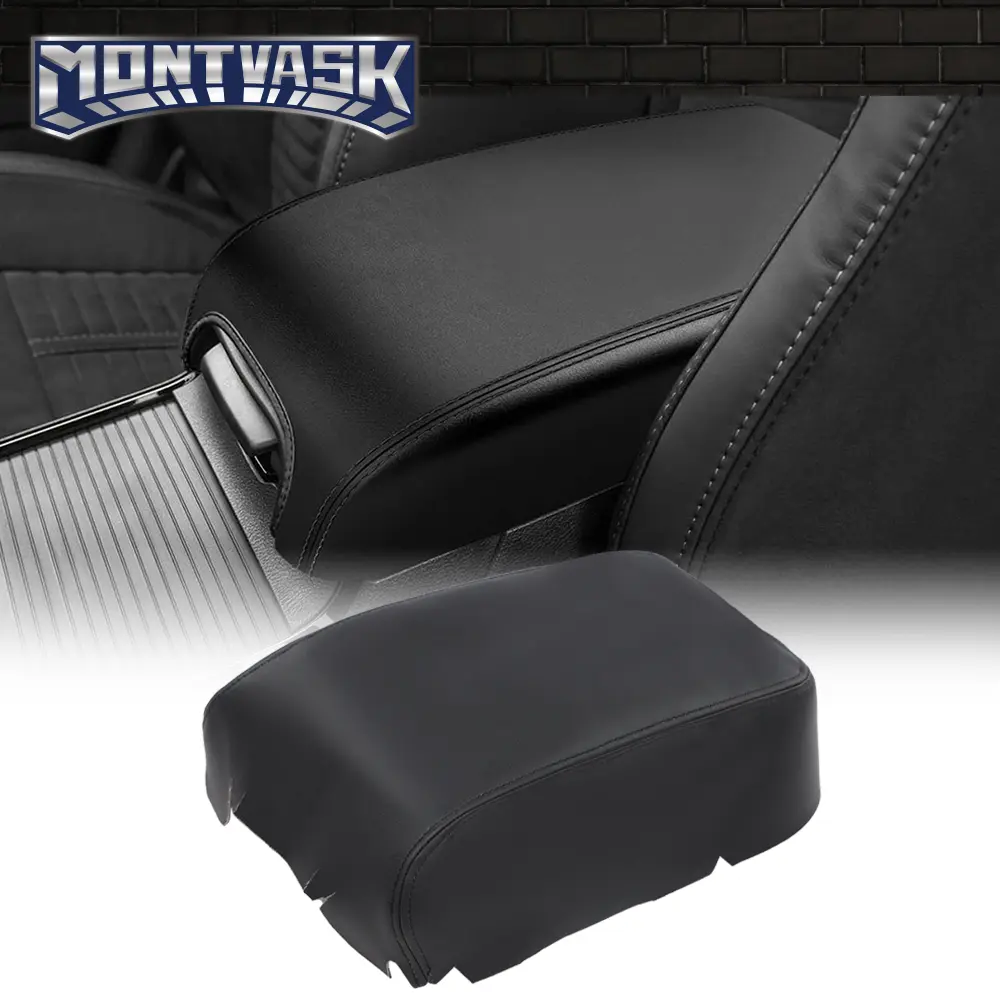 CROSSDESIGN Antibacterial Fabric Leather Center Console Lid Armrest Trim Replacement Cover - Black, Prevents Bacteria Growth, Avoids Scratches, For 11-22 Dodge Charger Stowing & Tidying, Avoid Scratches, Prevent Bacteria Growth