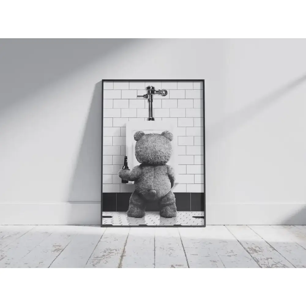 Ted Movie Teddy Bear Print - Black & White Unframed Wall Art, Home Decor Wall Decoration for Nursery, Kids Room - Mothers Day Gift