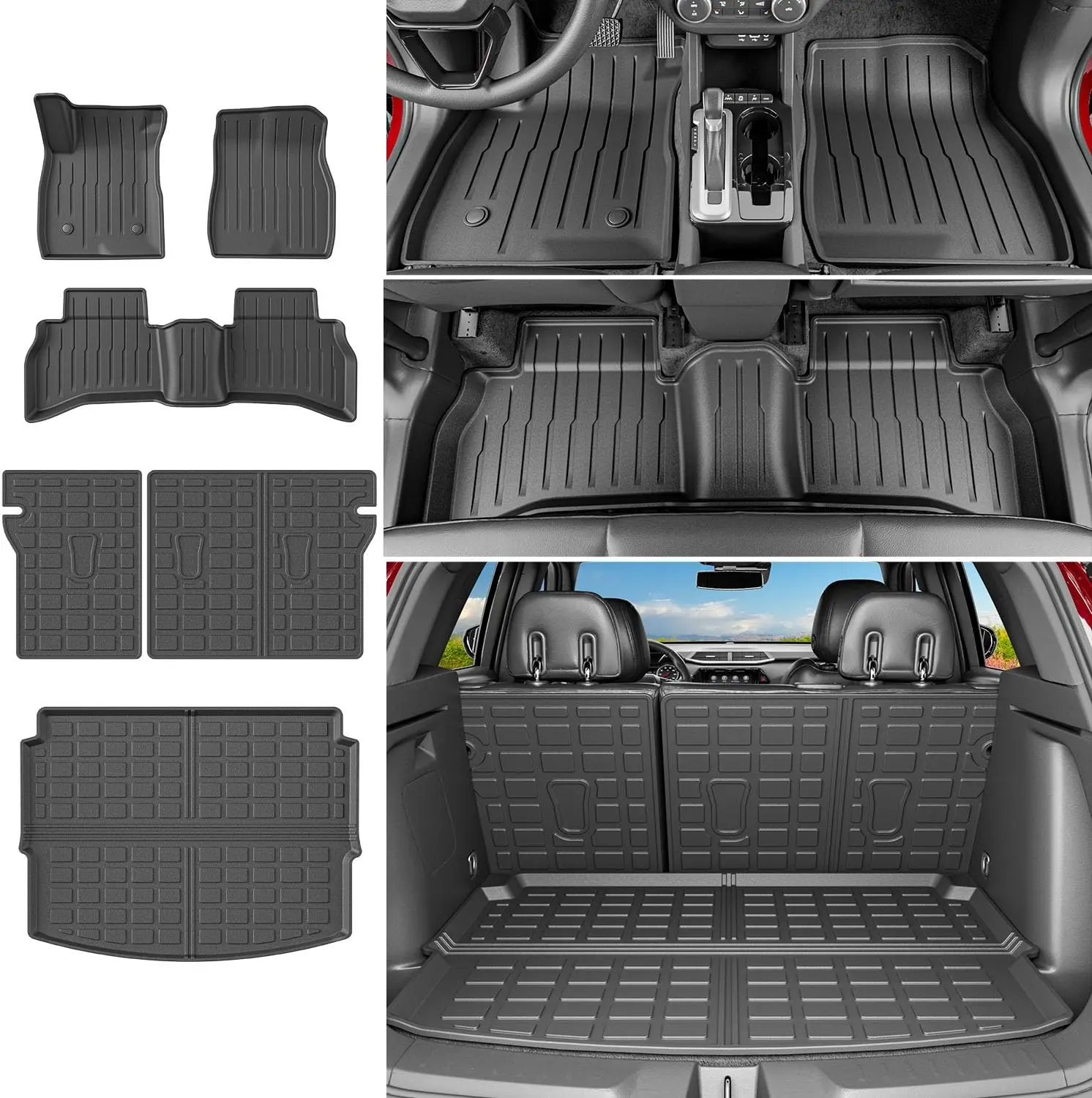 [Fits 21-26 Trailblazer] Floor Mats Compatible with 2021-2026 Chevy Trailblazer Trunk Mat Cargo Mat Backrest Liner TPE Replacement for 21-26 Chevy Trailblazer AWD Accessories (Trunk Mat+Backrest Mats+Floor mats)