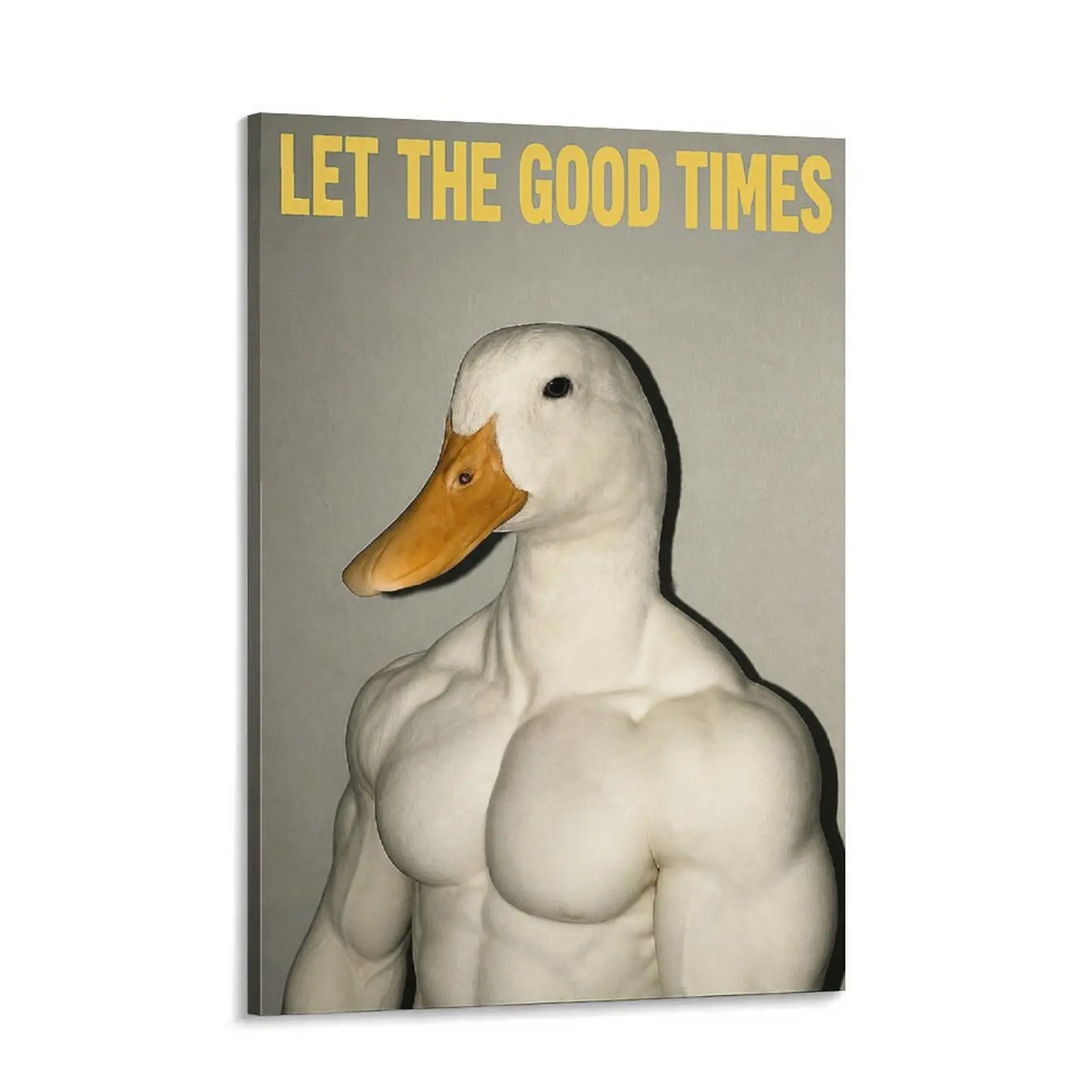 Muscular Duck Canvas Wall Art, Funny Meme Poster, Surreal Animal Painting, Cool Aesthetic Room Decor, Unique Gift for Friends