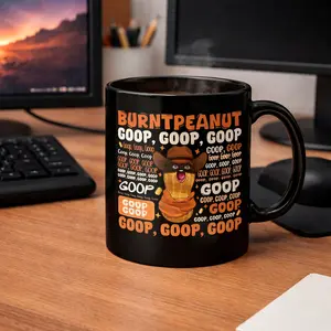 Burnt Peanut Coffee Mug, Funny Goop Goop Goop Mug, Meme Cute Quotes Coffee Cup, Gaming Drinkware, Gaming Gift, Gift For Gamer