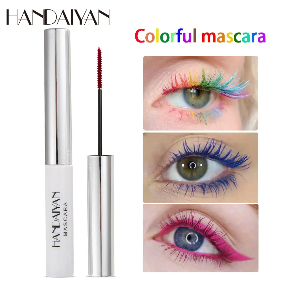 Handaiyan Colorful Mascara Long-Lasting Waterproof Smudgeproof Volumizing Curling Lash Serum Easy Application Smooth Brush Sweat Resistant Makeup