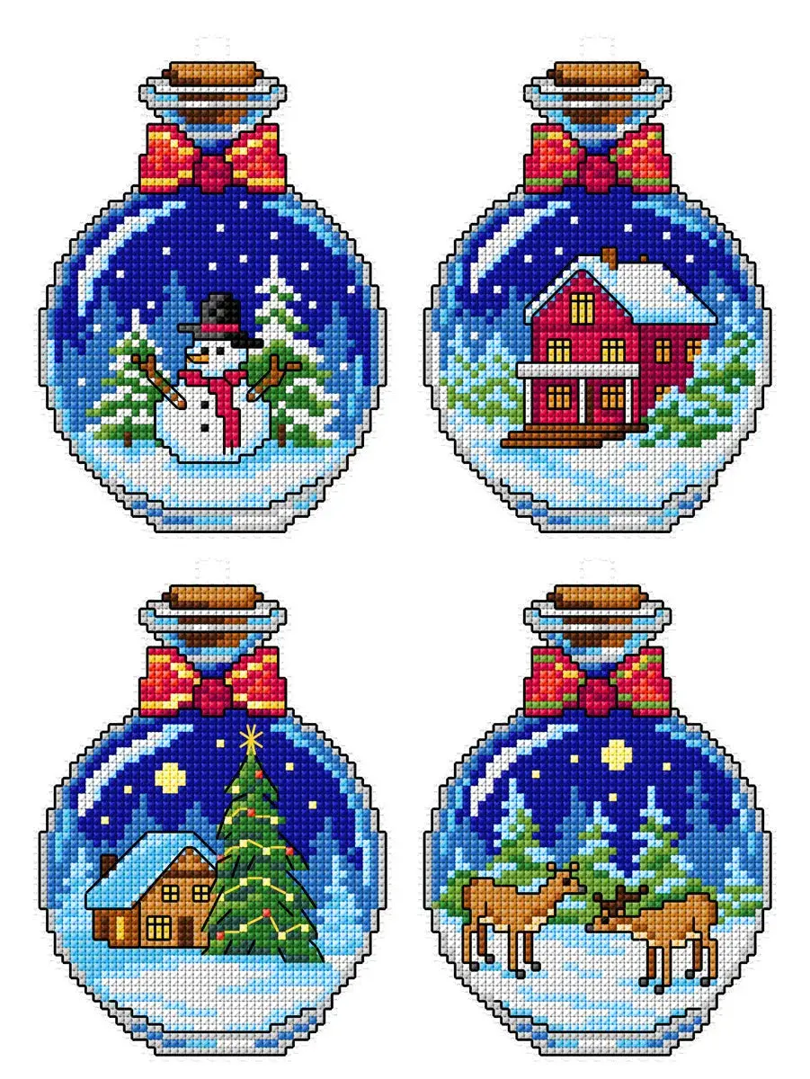 Christmas Bottles Plastic Canvas Counted Cross Stitch Kit by Crafting Spark 179CS