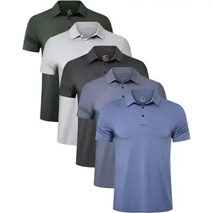5 Pack Mens Polo Shirts Quick Dry Short Sleeve Golf T Shirt Performance Moisture Wicking Casual Workout