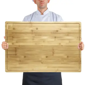 Garvee Extra Large Bamboo Cutting Boards with Oversized Surface and Juice Groove, Available in Multiple Sizes, Ideal for Meat, Charcuterie, and Turkey Carving, Made from Natural Bamboo Material