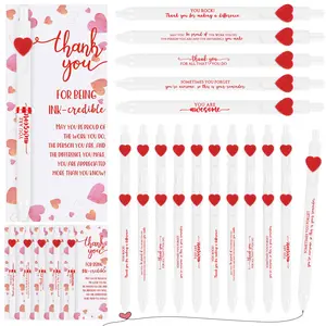 25 Sets Appreciation Ballpoint Pens Inspirational Cute Apple Pens with Greeting Cards  for Teachers Students Classroom Reward Gifts Stationery Supplies Employee Appreciation Gift