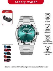 Men's Business Round Dial Analog Quartz Watch, Fashion Watch for Party, Daily Clothing Decor, Trendy All-match & Exquisite Watch for Gift with Box, Business Fashion Watches