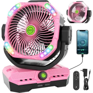 45000mAh Rechargeable fan for Bedroom,   Oscillating Fan with Remote, Large  Airflow  Operated Fans Portable Quiet Outdoor Table Cordless Fan Christmas Decorations