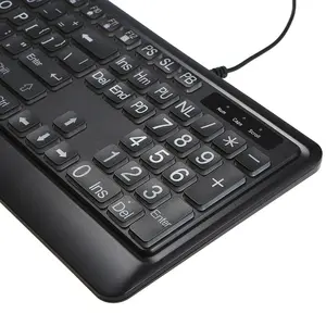 USB Interface Large Print Backlit Wired Keyboard