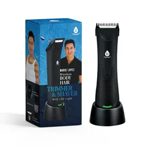 PURSONIC Mario Lopez Wireless Body Hair Trimmer & Shaver with LED Light, Waterproof for In-Shower Use, Attachment Comb and USB Cord Included Smooth Cordless Handle Comfort