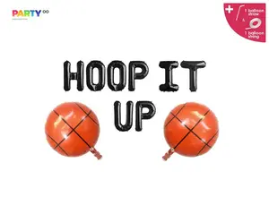Hoop it Up balloon banner | Basketball Theme Birthday parties| NBA NCAA Basketball games party decorations | College Basketball Party Banner