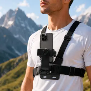 Chest Phone Mount Holder, Hands-Free POV Recording Chest Strap Harness for Smartphone & Action Camera, Adjustable Mount for Vlogging, Cycling, Hiking, Running,Fishing,Outdoor Sports, Bicycle Phone Holder, Cell Phone Mounts