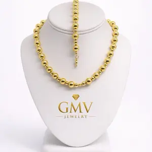 GMV Jewelry Valeriana Beaded Set 14k Gold Plated Necklace and Bracelet for Women Elegant Fashion Accessories