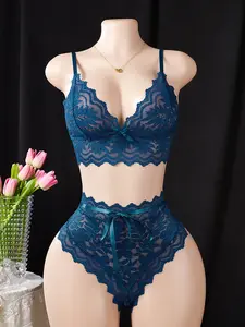 🔥2-Piece Sheer Lace Bra & Panty Set – Sexy & Comfortable for Special Occasions! 💃✨ #LingerieSet #Fashion Underwear