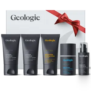 Geologie Hero Skincare Gift Set - Daily Brightening Serum, Exfoliating Face Wash 2-Pack, Moisturizing SPF Cream & Skin Repair - Retinol