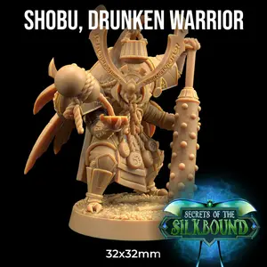 Shobu, Drunken Warrior RPG Mini Dragon Trappers Lodge Secrets of the Silkbound Miniature for Tabletop Gaming DND Wargaming RPG 3D Printed