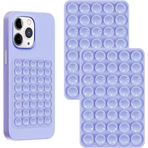 Sticky Phone Grip, Adhesive Suction Cup Phone Case Mount, Phone Grip with  Suction for Cellphone, Non Slip Hands-Free Phone Accessories Holder for Selfies and Videos (2pcs-light Purple)