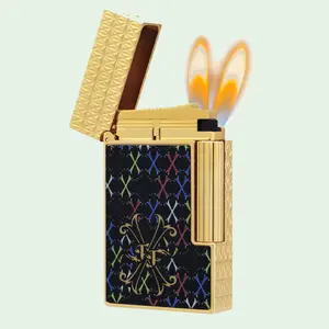 [Double Flame] Opus X Fuente multicolor monogram Glossy lacquered DUPONT lighter 140g Luxury Gift Brithday