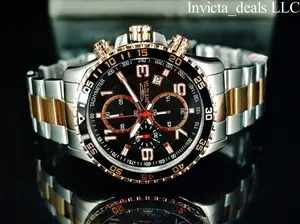 NEW Invicta Men's 45mm PILOT Specialty Chrono Black Dial Rose Gold Two Tone Stainless Steel Watch