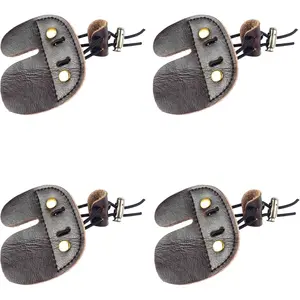 4 Pack Leather Archery Finger Tabs Finger Guard for Shooting Practice Gear, Right Hand