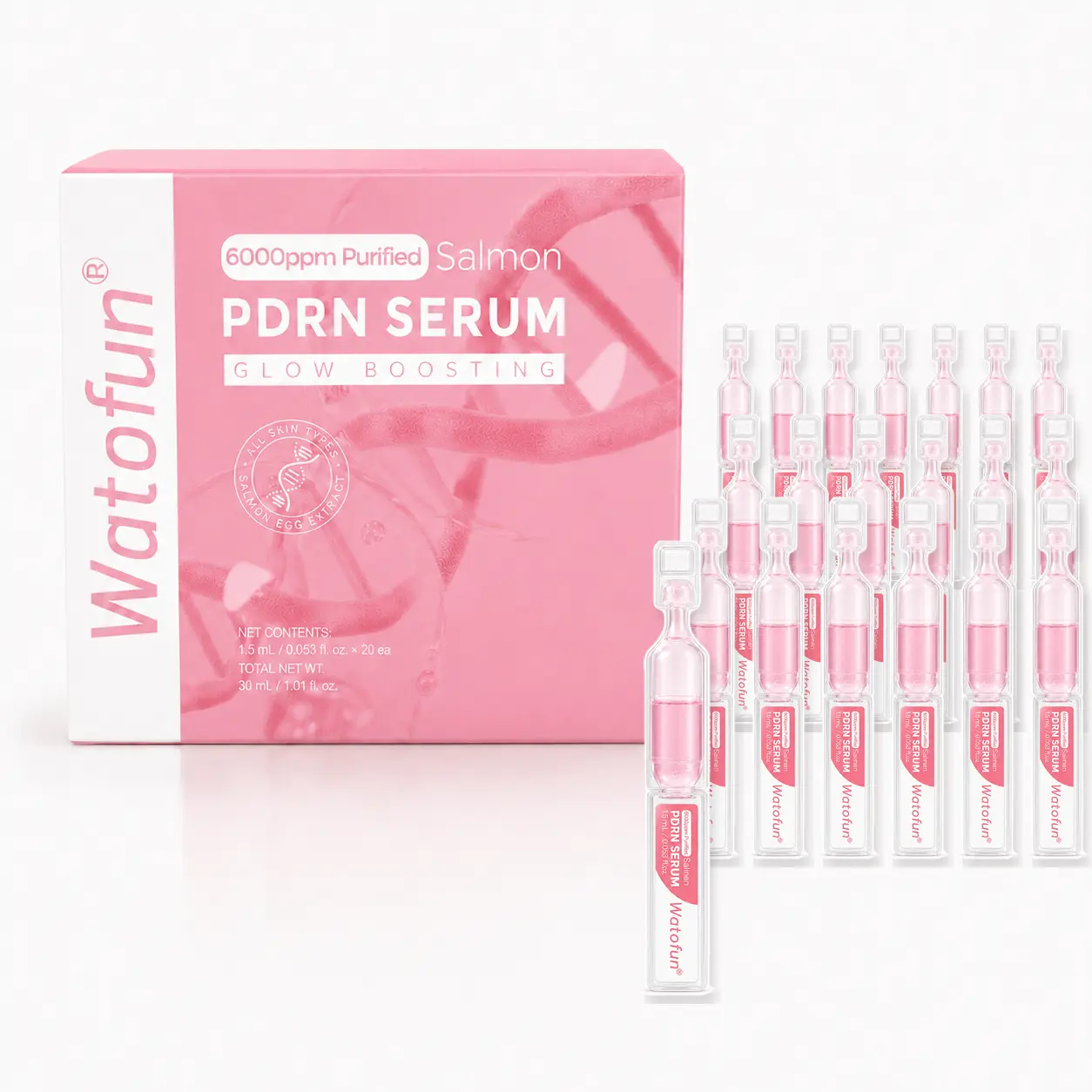 [NEW] Watofun PDRN Pink Serum 20 Single | Salmon DNA, Hyaluronic Acid, Radiant Plumping, Lightweight Moisture, Korean-Style Glow Skincare