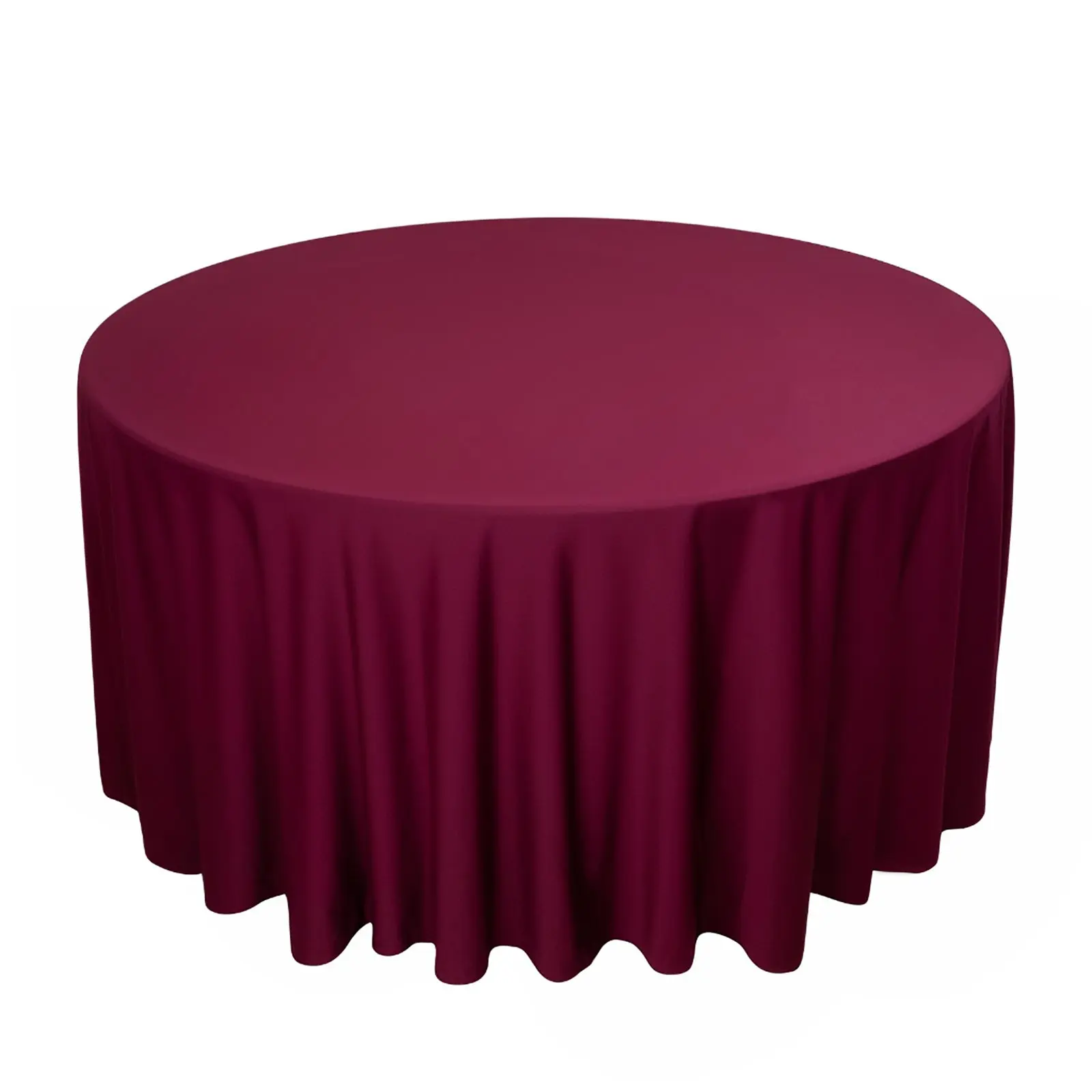 Burgundy Scuba Round 120" Tablecloth - Wrinkle-Free, Stain-Resistant, Seamless Durable Table Cover for Hospitality Environments, Event Decorations, Machine Washable, Durable Tablecloths