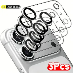 3 PCS Tempered Glass Camera Lens Protector for iPhone 17 Pro/17e/Air/17 Pro Max/16/16e/15/14/13/12/11/16 Pro Max/15 Pro Max/Plus, Ultra HD, 9H Hardness, Anti-Scratch, Case Friendly, Easy to Install [No Affect on Night Shots] Accessories